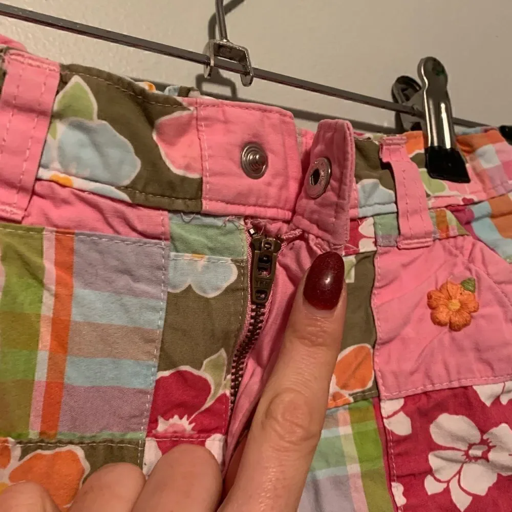 Girl's Pink Patchwork Bermuda Shorts